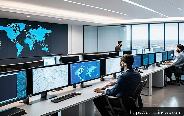지능형 위협 탐지 시스템의 비용 효율성 - A modern cybersecurity operations center in a large Spanish corporation, showing diverse professiona...